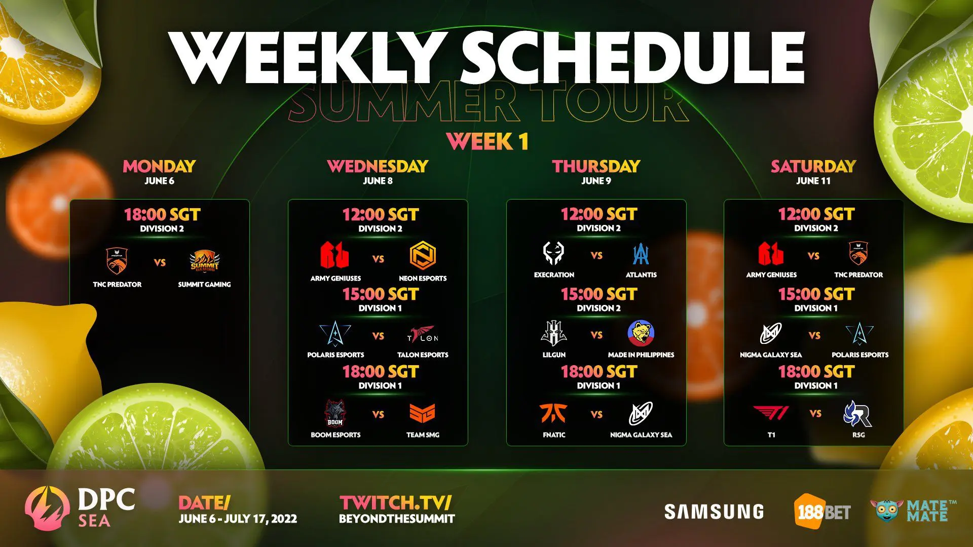 mate mate gaming weekly schedule